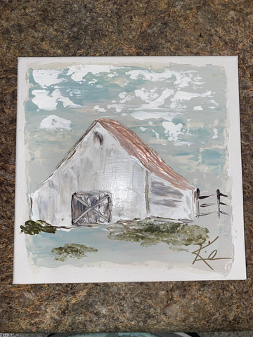 White barn painting