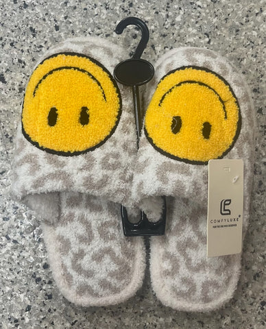 Smiley Face Beige House Shoes