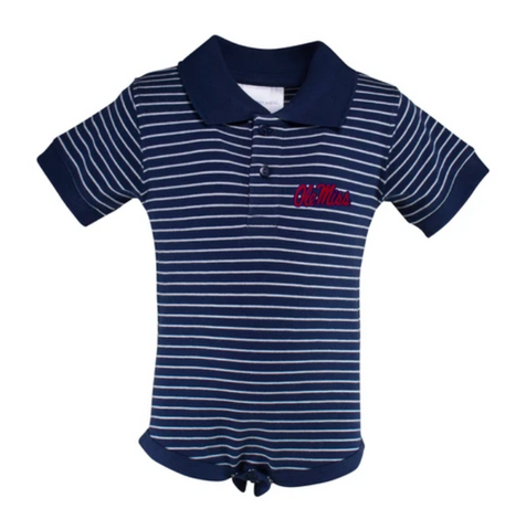 Ole Miss Stripe Jersey Golf Shirt Creeper - Baby Parker