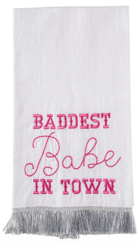 Baddest Babe Silver Fringe Tea Towel