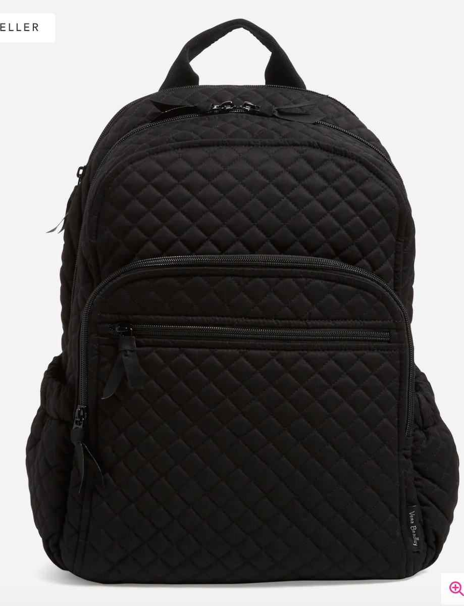 Recycled Cotton Black -Campus Backpack  Corner Gifts & Florist