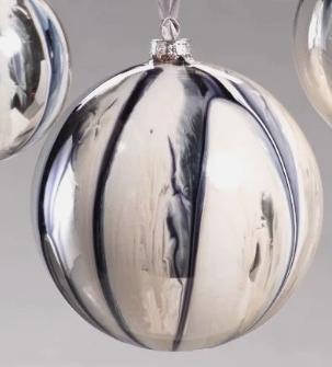 Shiny White Silver Ball Ornament- 12"