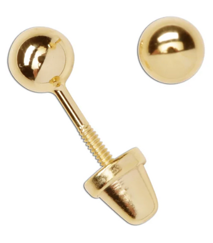 14K Gold-Plated Ball Stud Earrings for Baby and Kids