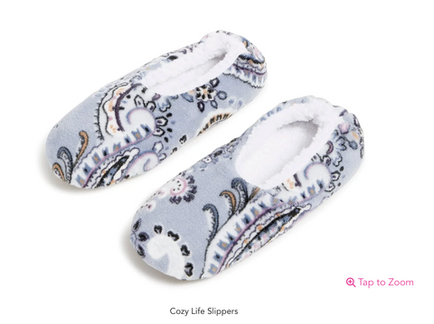 Cozy Slippers - Soft Sky Paisley