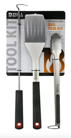 BBQ Butler Grilling Tool Kit Stainless Steel 3-Piece With Comfort Grip Handles