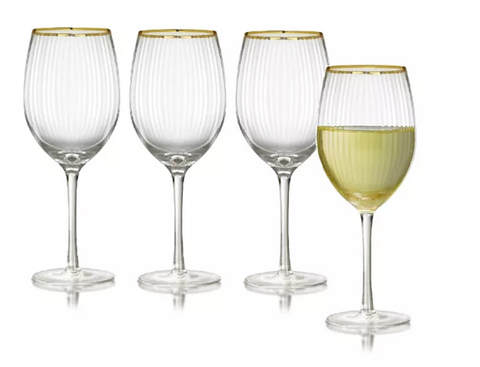 Qualia Glass Gold Rocher Ap Wine Set Of 4