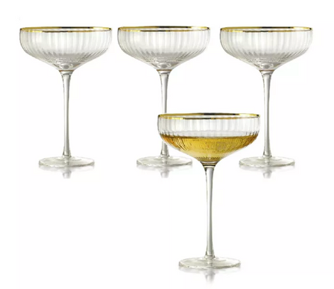Qualia Glass Gold Rocher Coupe Set Of 4