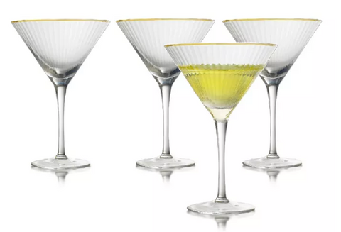 Qualia Glass Gold Rocher Martini Set Of 4