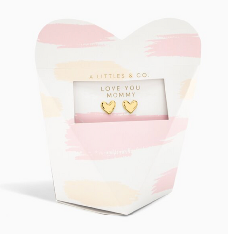 Mother's Day From The Heart Gift Box 'Love You Mommy' Earrings In Gold-Tone Plating