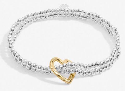 Twist Heart Bracelet Bar In Silver Plating And Rose Gold-Tone Plating