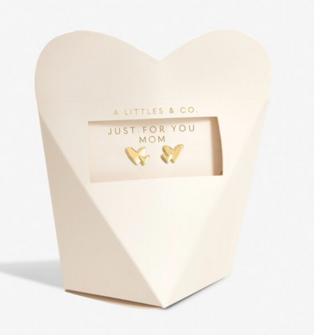 Mother's Day From The Heart Gift Box 'Just For You Mom' Earrings In Gold-Tone Plating