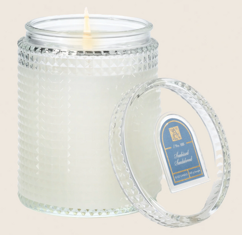 Sunkissed Sandalwood - Textured Glass Candle with Lid - bridal