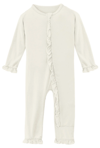 Classic Ruffle Coverall with 2 Way Zipper in Natural
