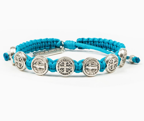 Benedictine Blessing Teal with Silver Bracelet