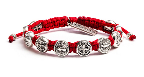 Benedictine Blessing Red with Silver Bracelet