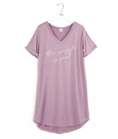 V-Neck Snuggle Pink Sleep Shirt