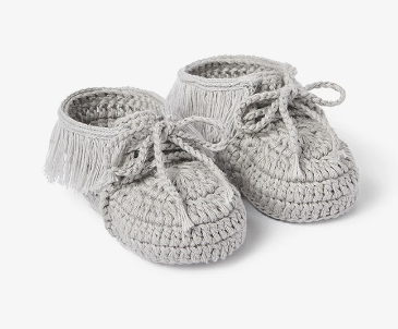 Gray Moccasin Hand Crocheted Baby Booties
