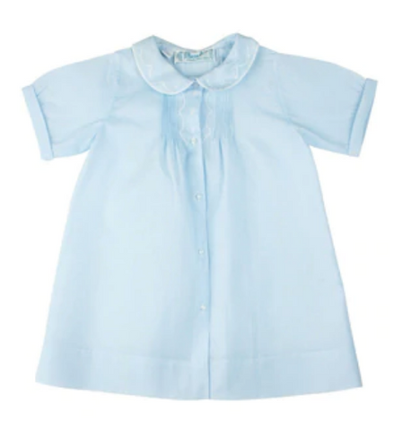 Blue Boys Embroidered Collar Folded Daygown