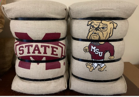 Mississippi State and Walking Bully Large Cotton Bale Footstool
