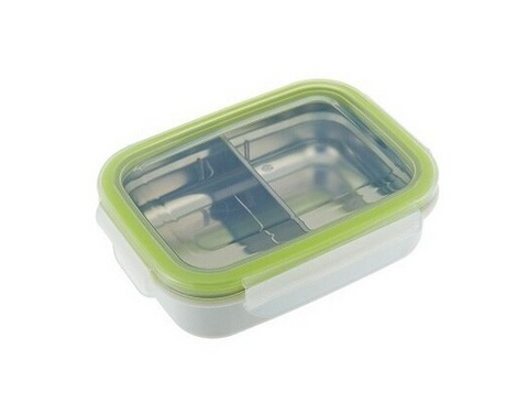 Green Stainless Divided Snack Box for Tots