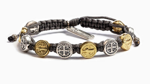 Benedictine Blessing Mixed Medals Slate Bracelet