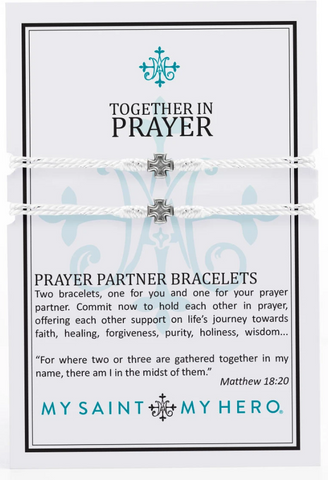 Together in Prayer Metallic Silver Bracelet Set