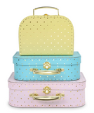 Gold Polka Dot Set of 3 Nesting Storage Suitcases