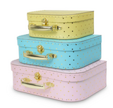 Gold Polka Dot Set of 3 Nesting Storage Suitcases