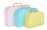 Gold Polka Dot Set of 3 Nesting Storage Suitcases
