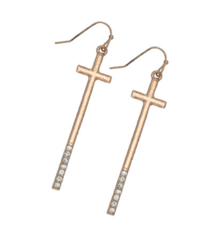 Gold Cross with stones Earrings