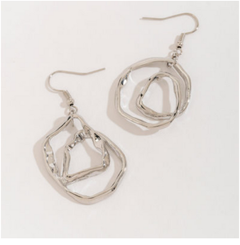 Silver Crumpled Metal Drop Earrings