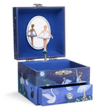 Blue Swan Lake Musical Jewelry Box with Drawer