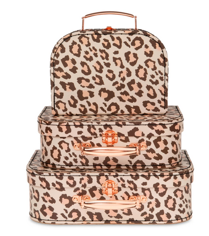 Leopard Set of 3 Nesting Storage Suitcases