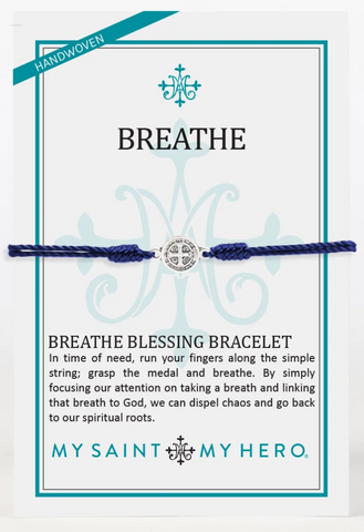 Breathe Blessing Navy with Silver Bracelet
