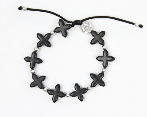 Grounded in Faith Silver and Black Cross Bracelet