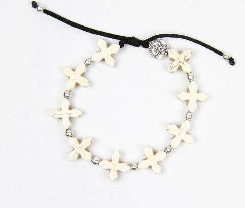 Grounded in Faith Silver and White Cross Bracelet