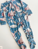 Dusty Blue Ruffle Footie Newborn