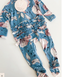 Dusty Blue Ruffle Footie Newborn