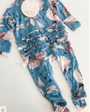 Dusty Blue Ruffle Footie 3-6mth