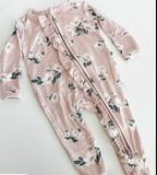 Dusty Pink Ruffle Footie 3-6mth