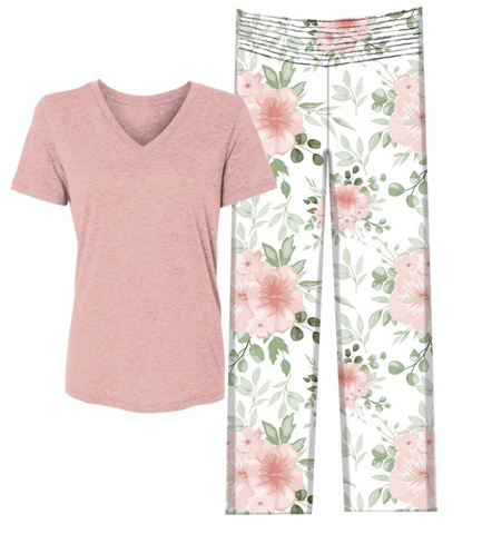 (L) Hibiscus Pajama Set