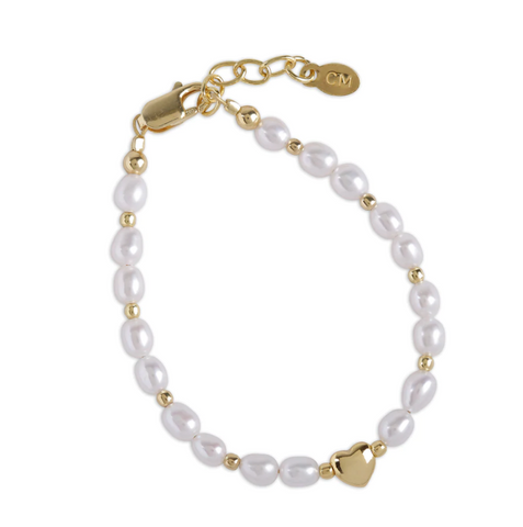 Willow - 14K Gold Plated Pearl Bracelet with Heart