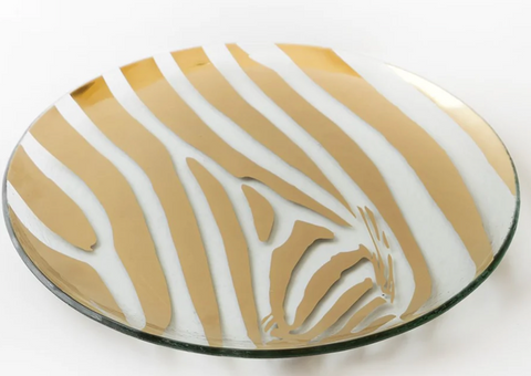 24K Gold Zebra Patterned Round Plate