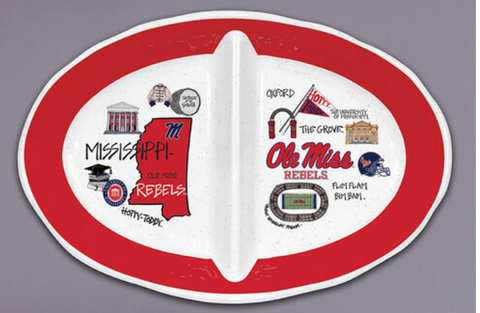 Ole Miss 2 Section Serving Bowl