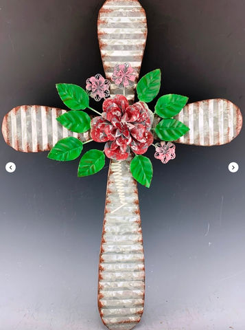 Flower Metal Wall Cross/ Flower