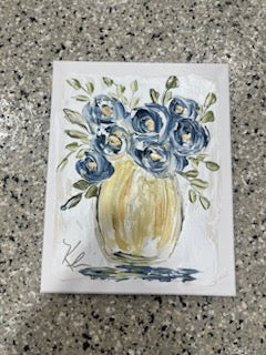 Blue/Yellow Vase of Flowers