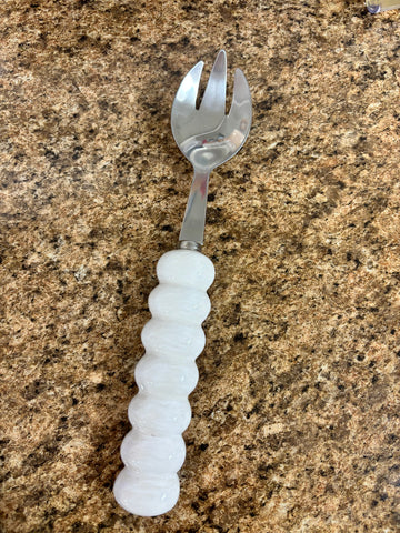 White Beaded Salad Server
