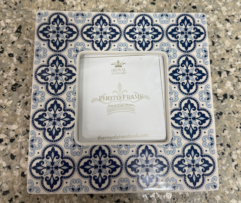 Blue & white picture frame