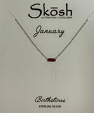 Baguette Birthstone Necklace- Silver