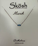 Baguette Birthstone Necklace- Silver